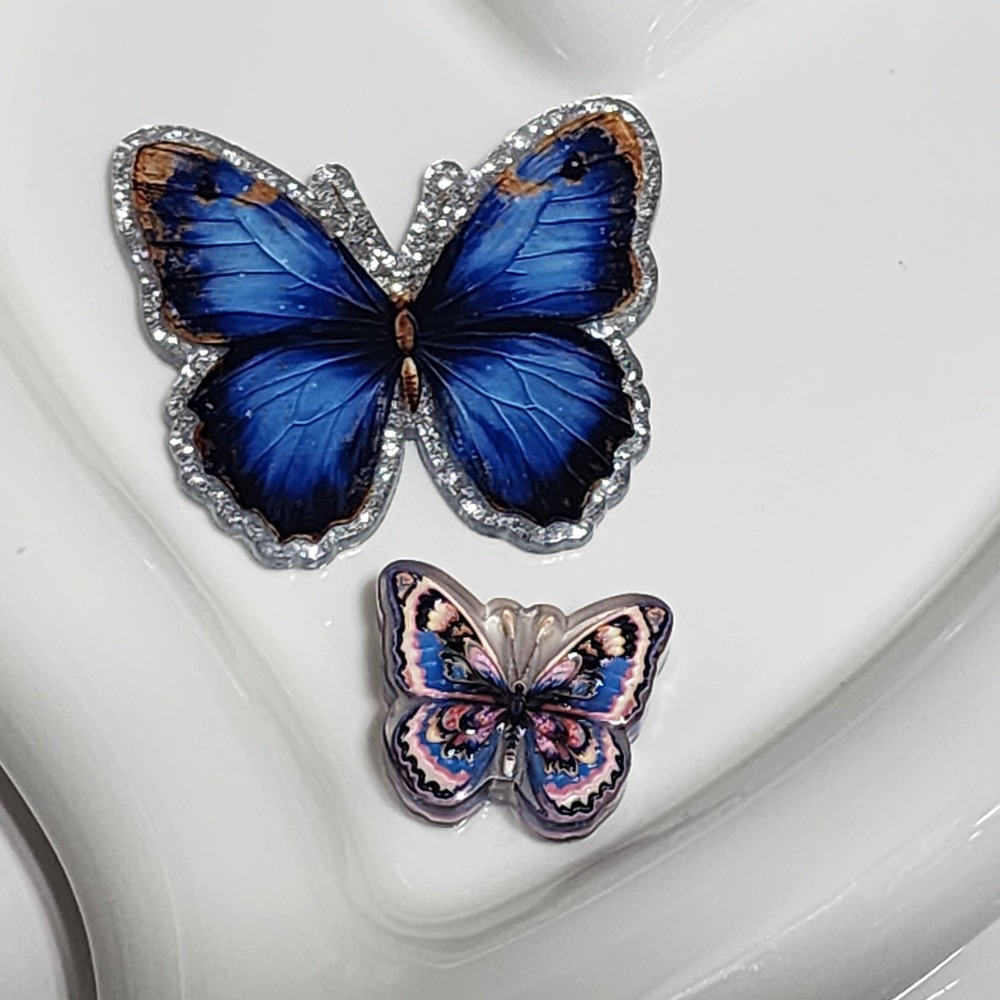Blue Butterfly Flatback Focal Bead Crafts Beaded Pen Keychain Badge Jewelry